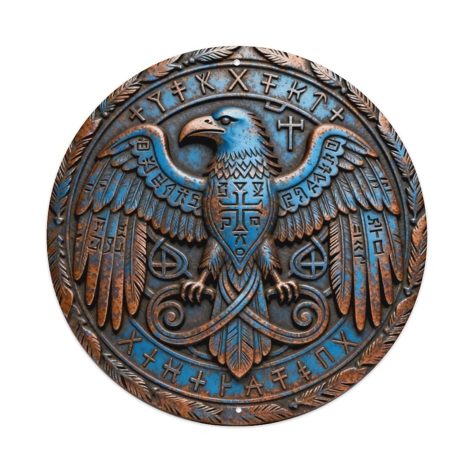 Native Crow Creator Totem Petroglyph Metal Tin Sign Plaque