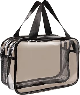 K Keiby Citom Toiletry Bag Portable Travel Makeup Bag, PVC Waterproof Large Capacity Wash Bag Clear Cosmetic Bag for Women Girls, Brown, Portable