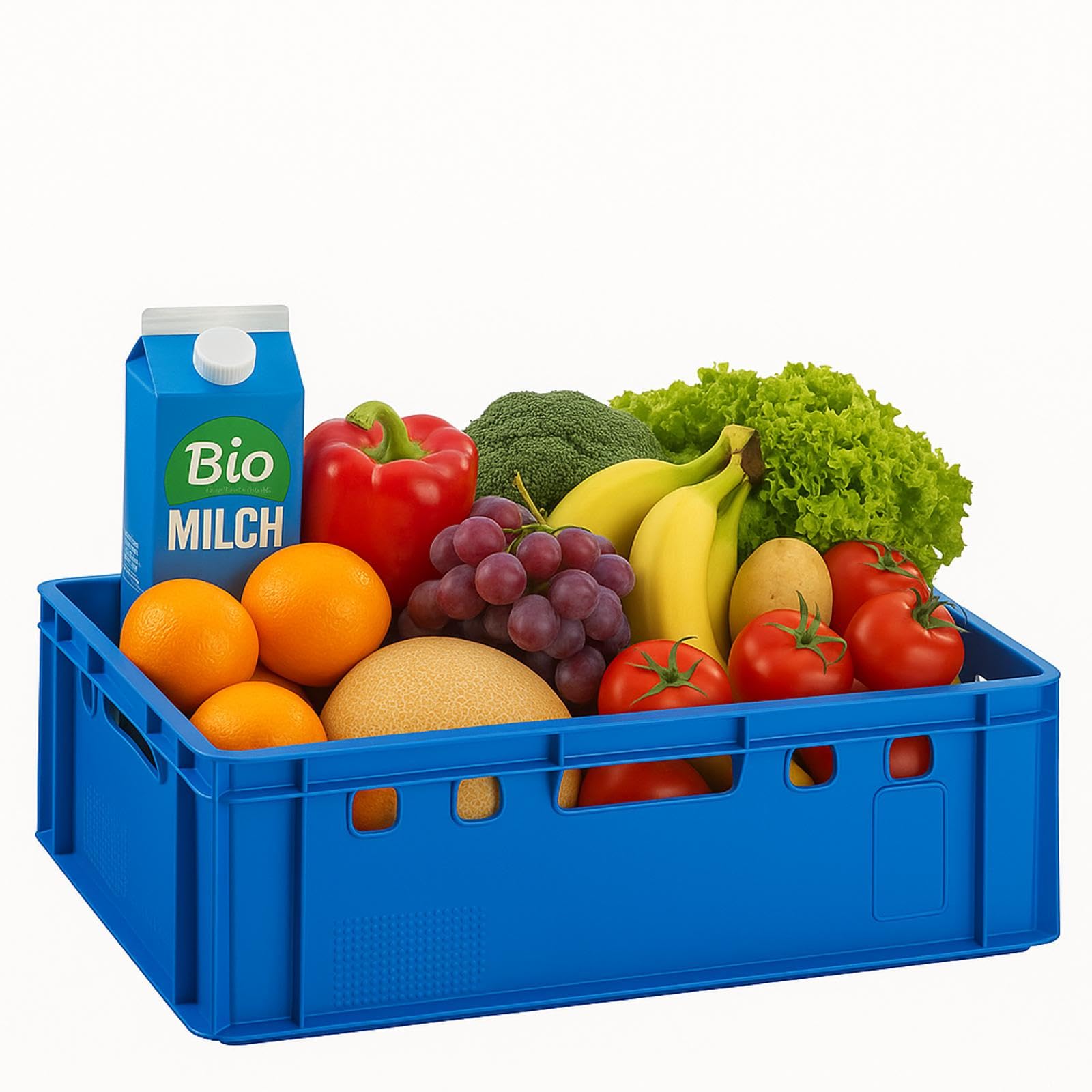 BURI 1 scatola per carne E2, blu, 60 x 40 x 20 cm, scatola per macellaio, Eurobox dalla Germania, per uso alimentare, robusta, impilabile