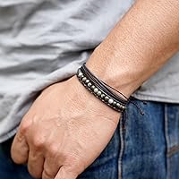 Vista 322 de Handmade Natural Stone Beaded Healing Bracelet Gift for Men Adjustable Rope String Bracelet