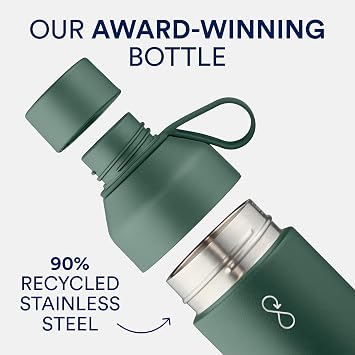 Ocean Bottle Big 1l | Stainless Steel Water Bottle | Reusable & Sustainable | Keeps Drinks Cold & Hot | Eco Friendly Gift (Forest Green)