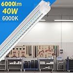 SHOPLED 4ft LED Shop Light, 40W 6000LM 6000K, V Shape ETL Certified Linkable T8 LED Tube Light, 4 Foot Shop Lights for Garage Workshop 4-Pack