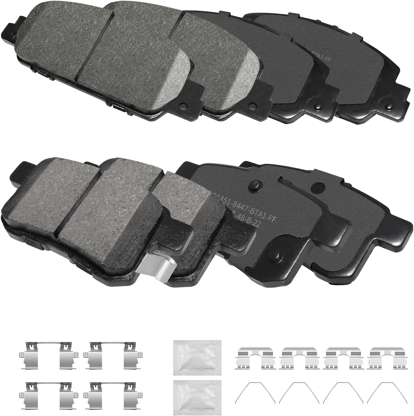 Front and Rear Ceramic Brake Pads Kits with Hardware Set, Compatible with 2013 2014 2015 2016 2017 Honda Accord Except for LX LX-S (D1654, D1451)