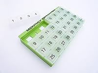 Vista 4 de 31 compartimentos, 1 por día, organizador de pastillas mensual de 4 semanas de Promed. Incluye bandeja y 8 compartimentos extraíbles. (Verde)