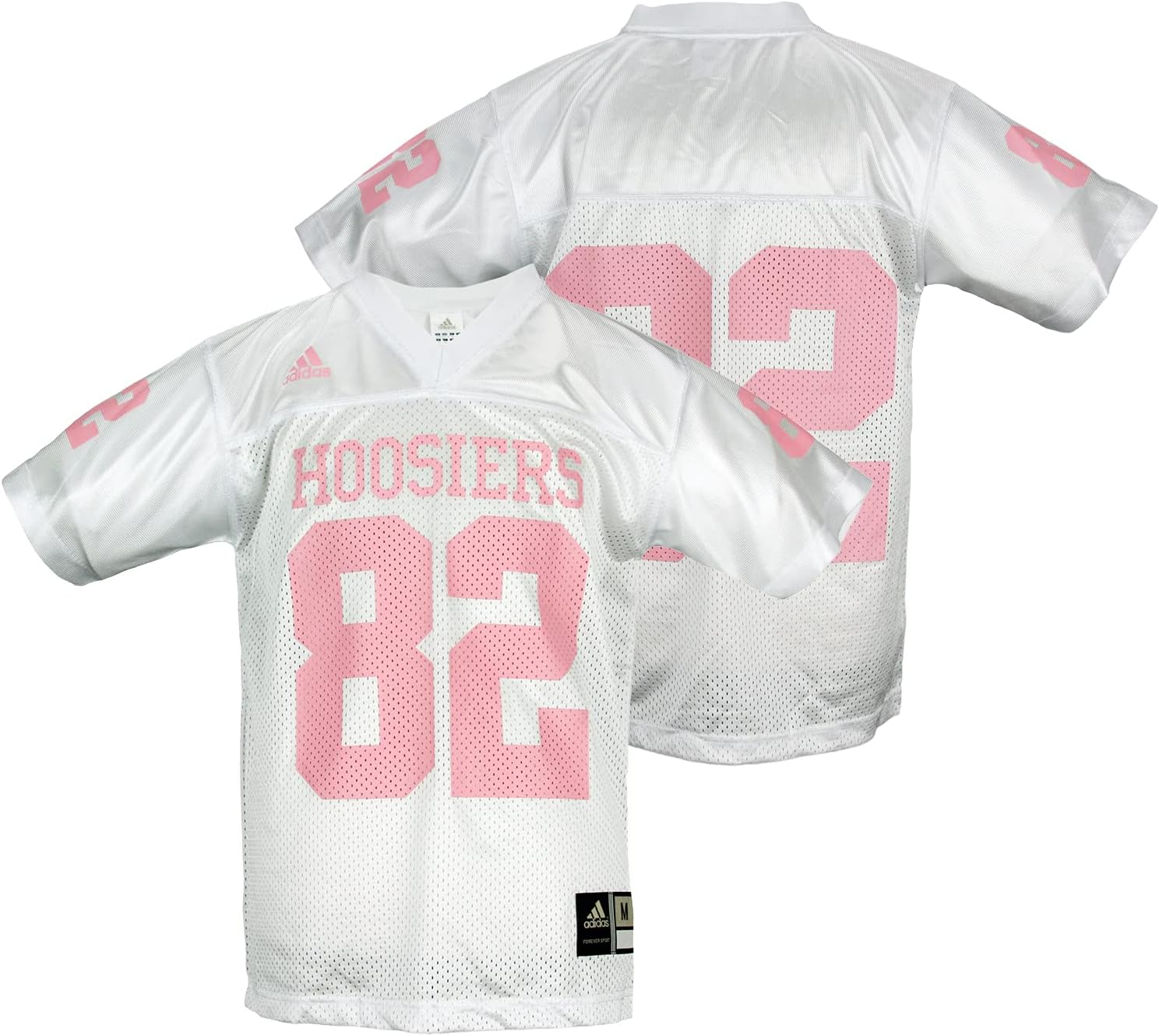 Outerstuff NCAA Youth Girls (7-16) Indiana Hoosiers # 82 Football Jersey, White and Pink