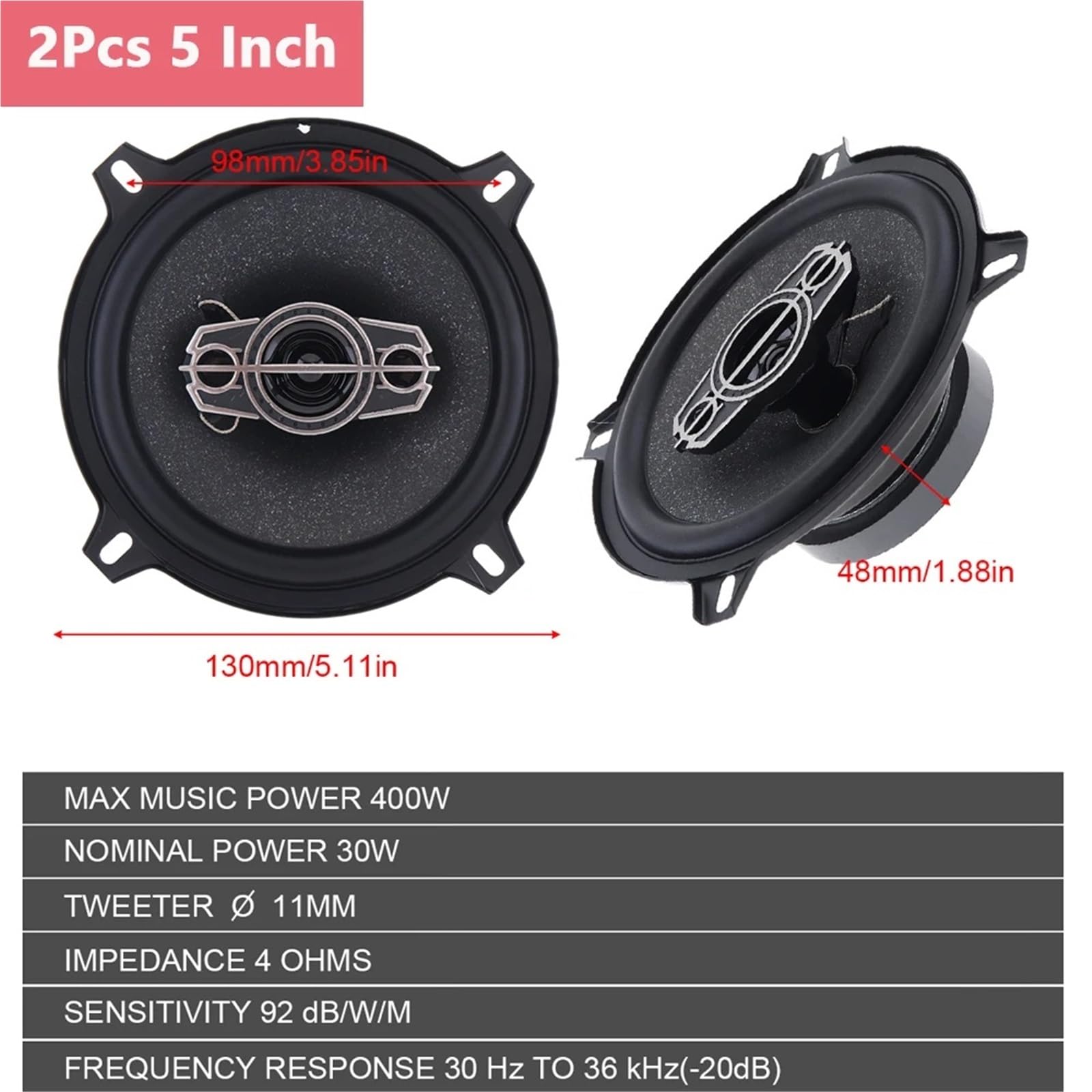 Głośniki samochodowe z głośnikiem wysokotonowym 2 szt. Głośniki samochodowe 4/5/6 cali 4-drożny subwoofer Audio muzyka stereo pełna częstotliwość współosiowy głośnik samochodowy Hifi(2pcs 4 Inch)