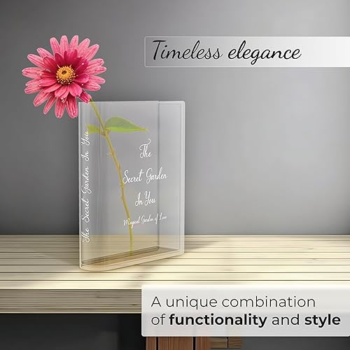 Miniatura 4 de Skywin Florero acrílico transparente (impresión blanca)  Floreros acrílicos para decoración estética de habitación  Florero transparente para