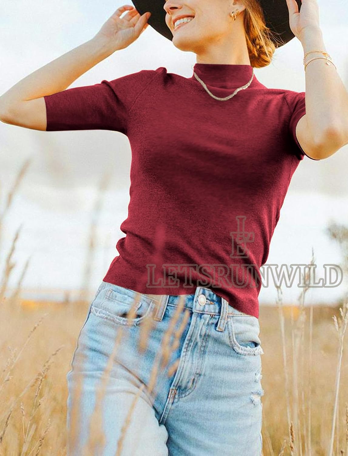 LETSRUNWILD Business Casual Tops for Women Dressy Cute Tops Mock Turtleneck Tshirts Shirts - Image 2