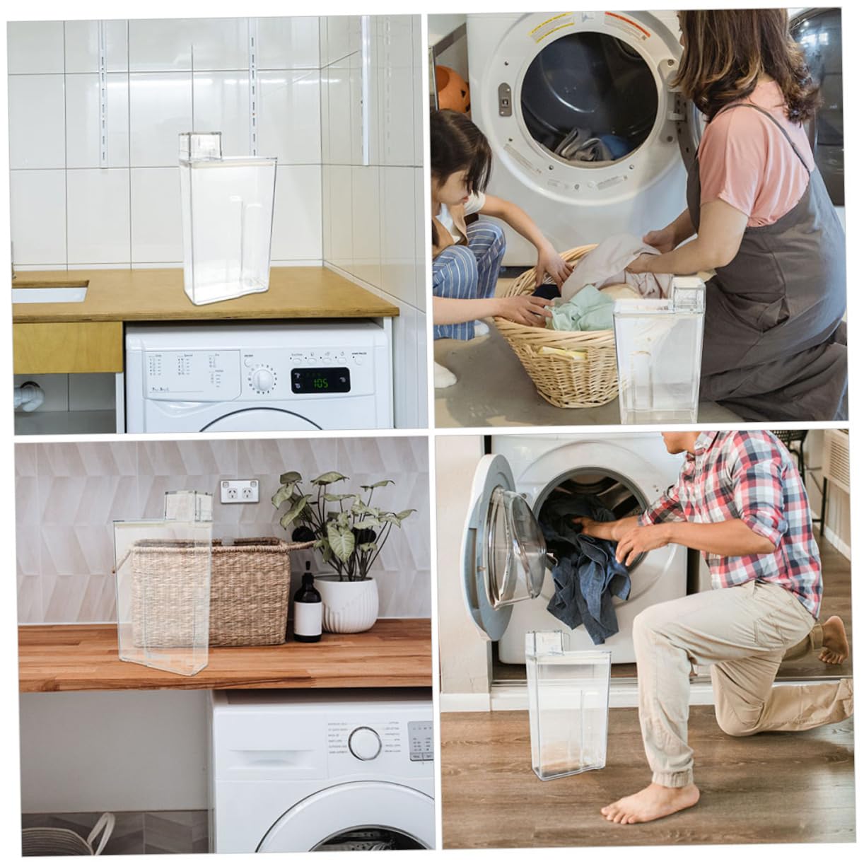 POPETPOP 2Pezzi Detersivo per Lavanderia Trasparente per Detergente Polvere Facile Usare e Conservare Design Creativo per Casa e Hotel