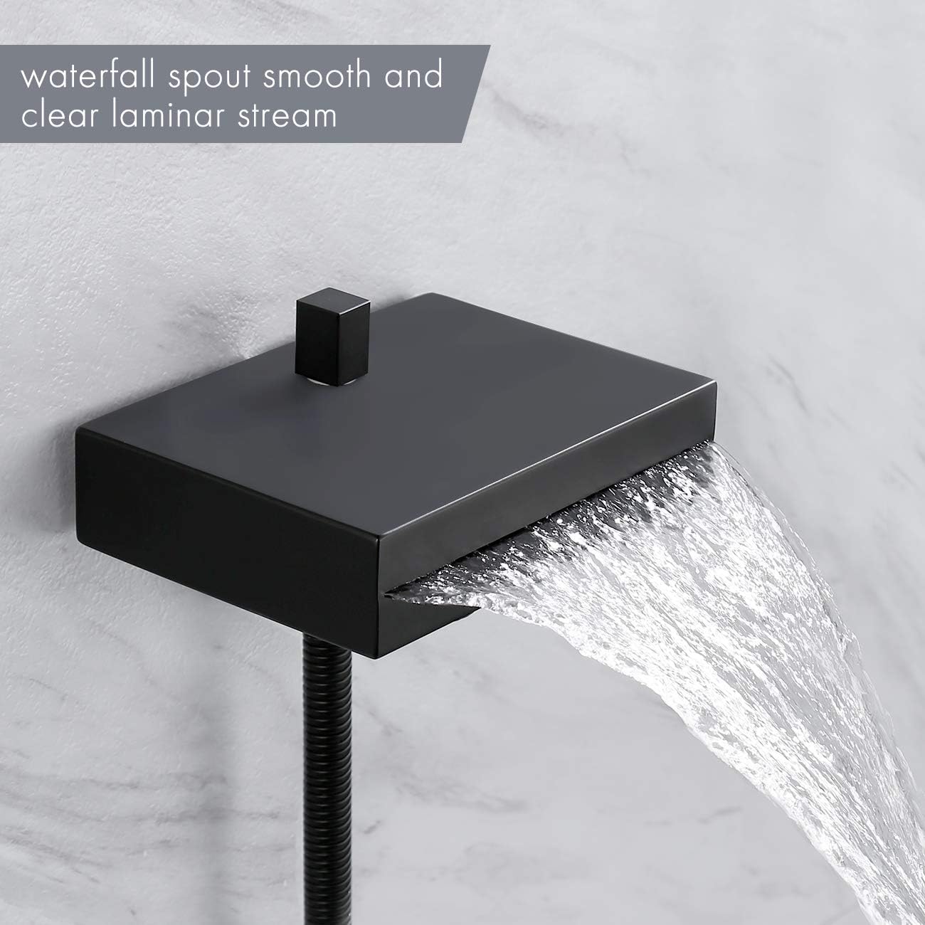 Exclusive Discount 60% Price KES Bathtub Faucet Set Wall Mounted Tub Faucet with Shower Head Hand-Held Tub Faucet Waterfall Spout Matte Black (Rough-In Valve and Trim Kit Included), XB6220-BK