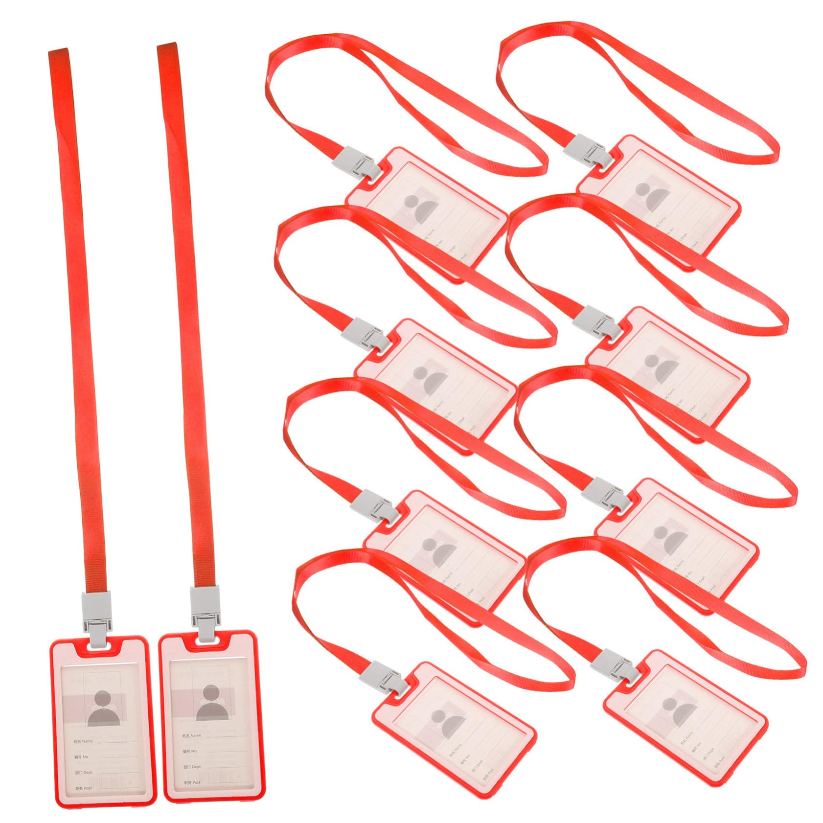 SHINEOFI 50pièces Porte Badge Lanyard Transparent Avec Housse De Carte Pour Cartes Identité Écoles Et Bureau Pratique Et Réutilisable