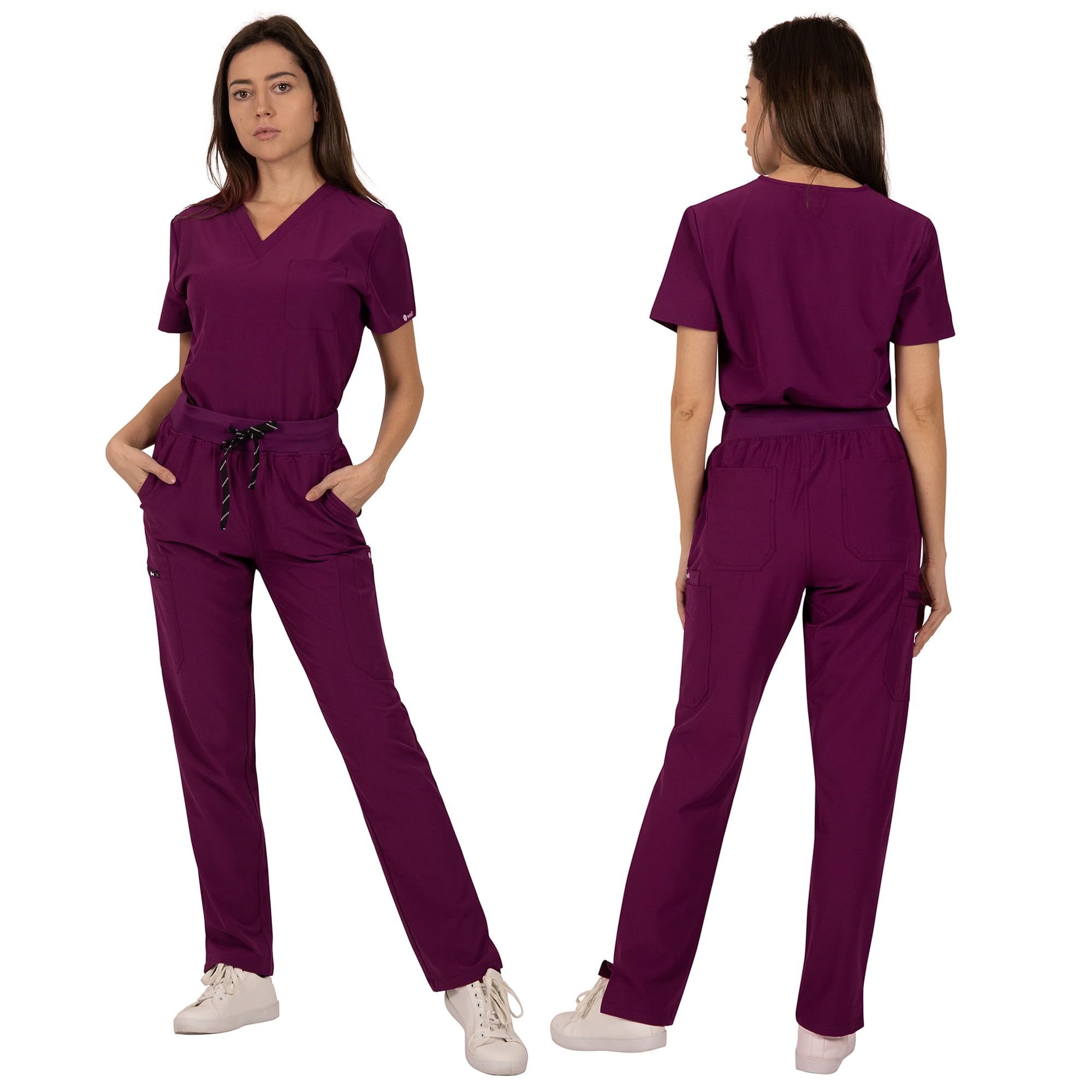 B-well Bella Damen-Schrubb-Set Schlupfkasack + Schlupfhose Set Medizin Arzt Uniform Schlupfjacke Oberteil mit Hose Medizinische Berufsbekleidung mit Elastan - 3