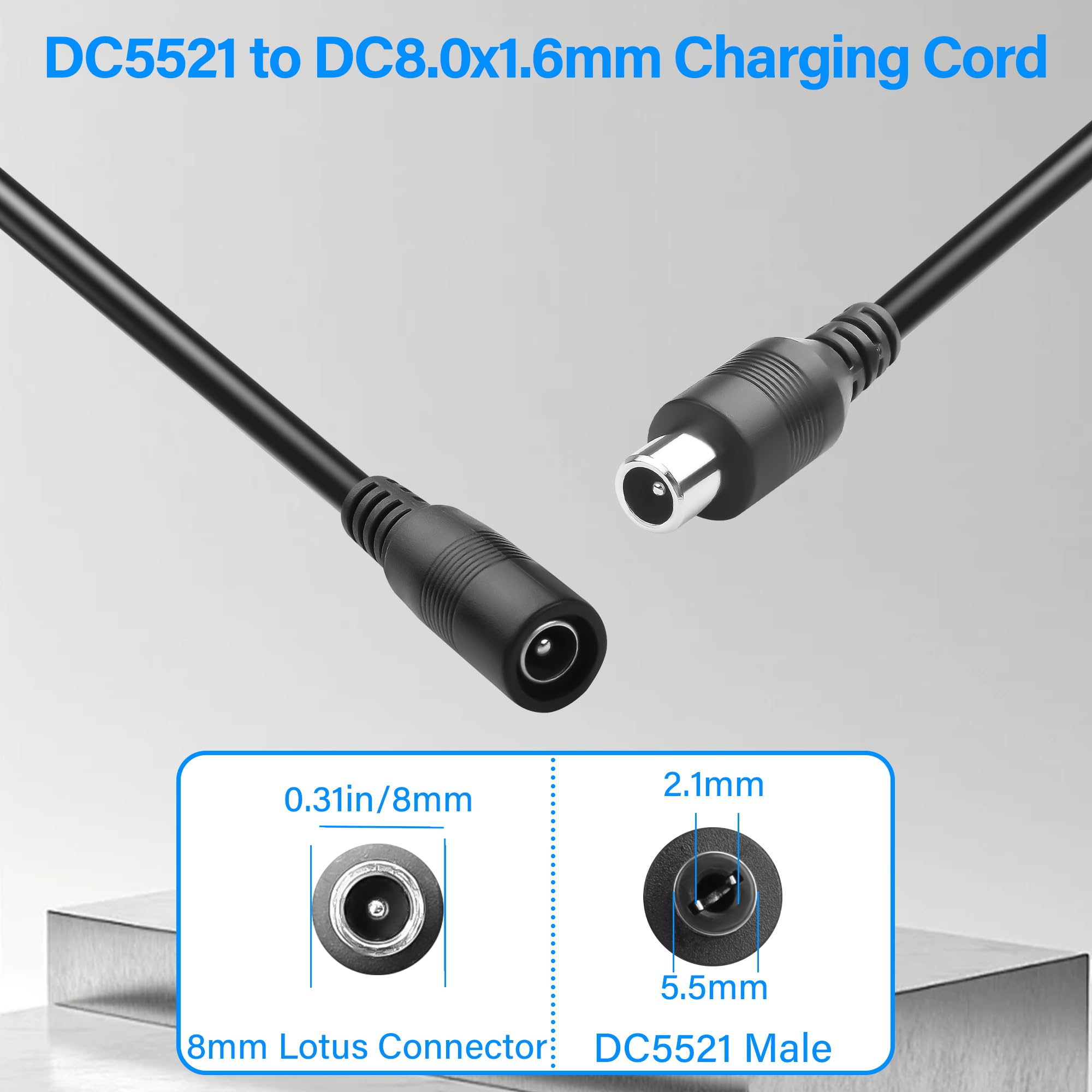 JSADZKJ DC5521 to 8mm Electric Scooter Charging Cable,24V DC 5.5x2.1 mm to 8mm RCA Connector Adapter Cable for Electric Scooter,Mobility Scooter,Balance Bike-5.9in (2PCS) DC8016