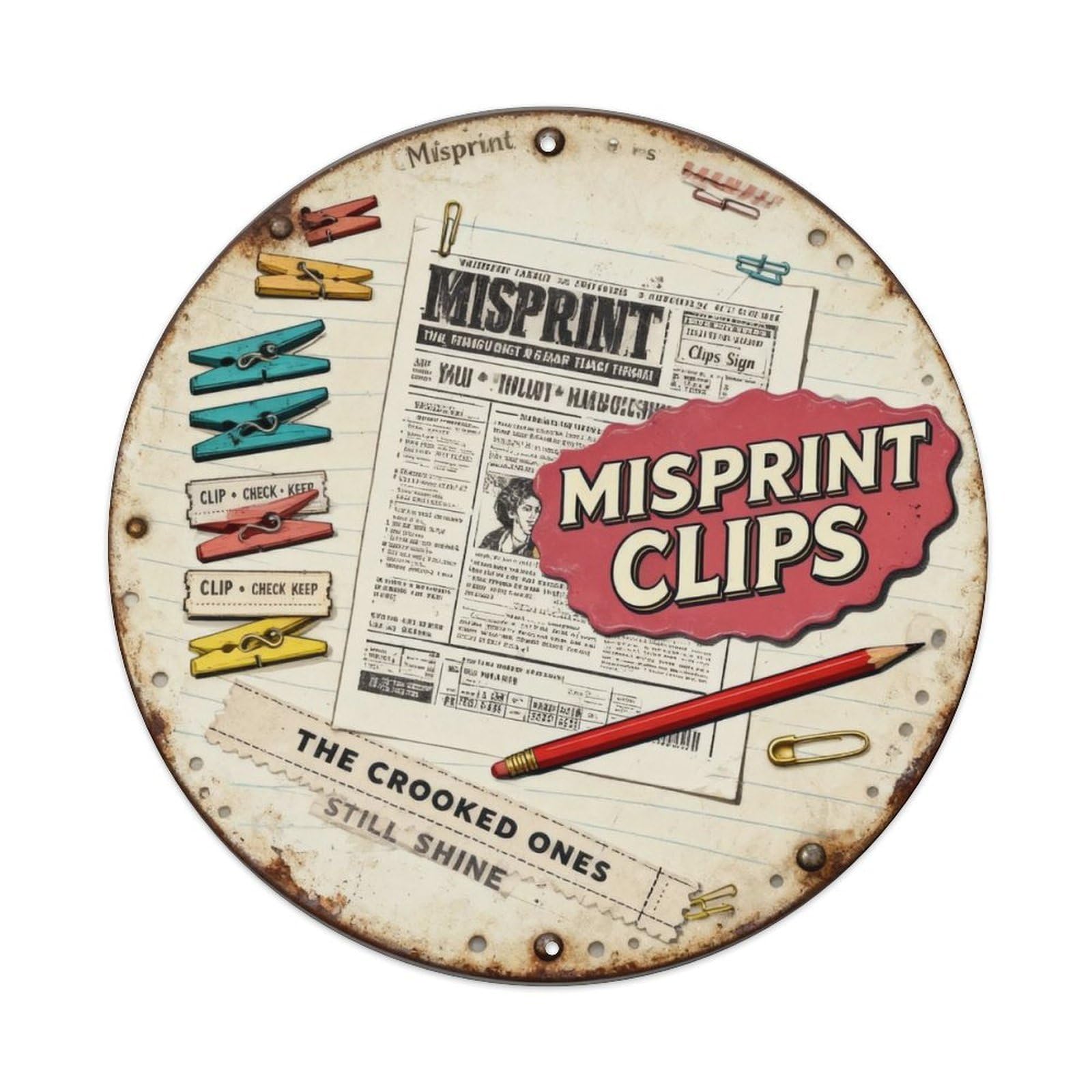 Misprint Clips Sign Metal Tin Sign Plaque