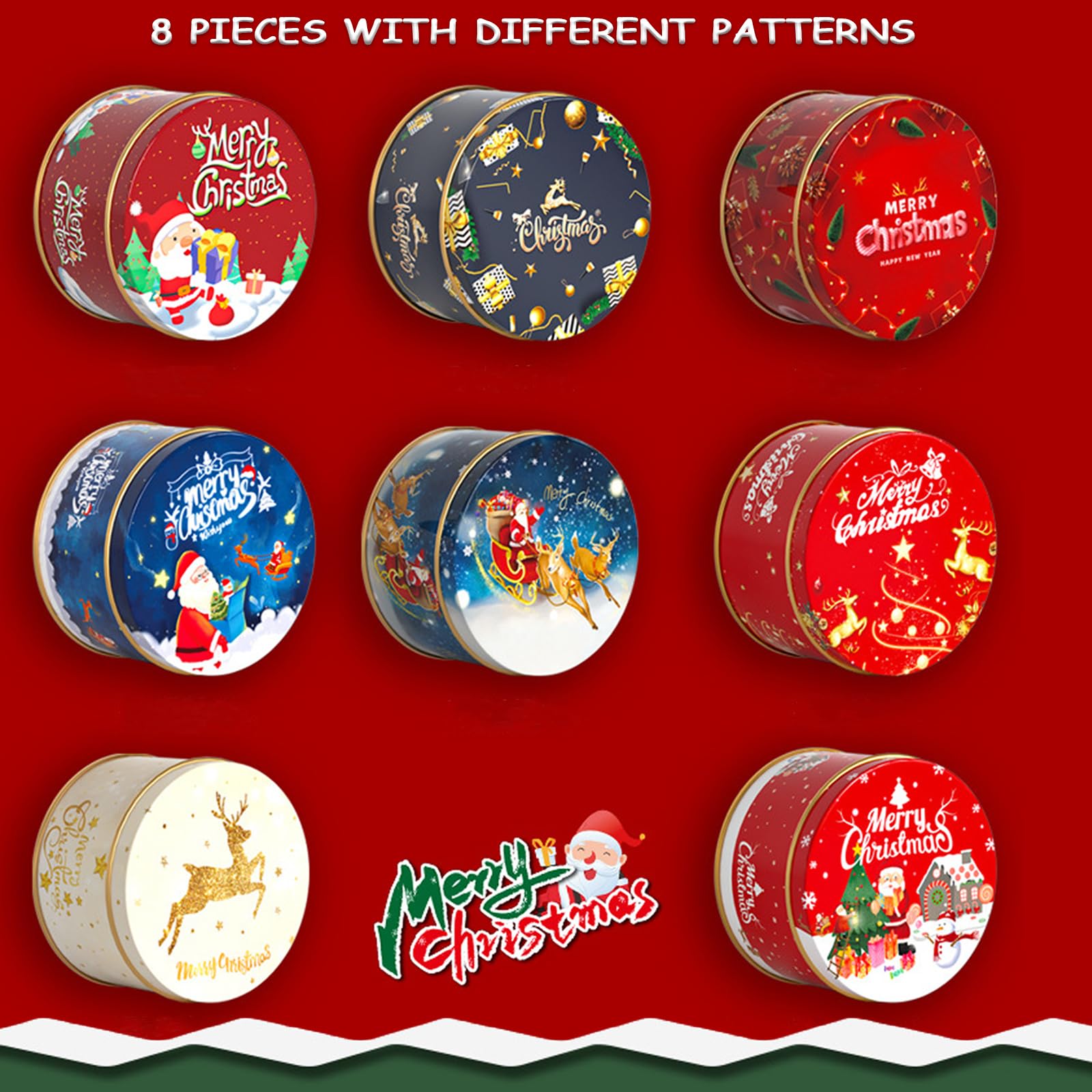 Lot De 8 Mini Boîtes En Métal De Noël - Tôle Avec Couvercle, Pour Cadeaux, Bonbons, DIY