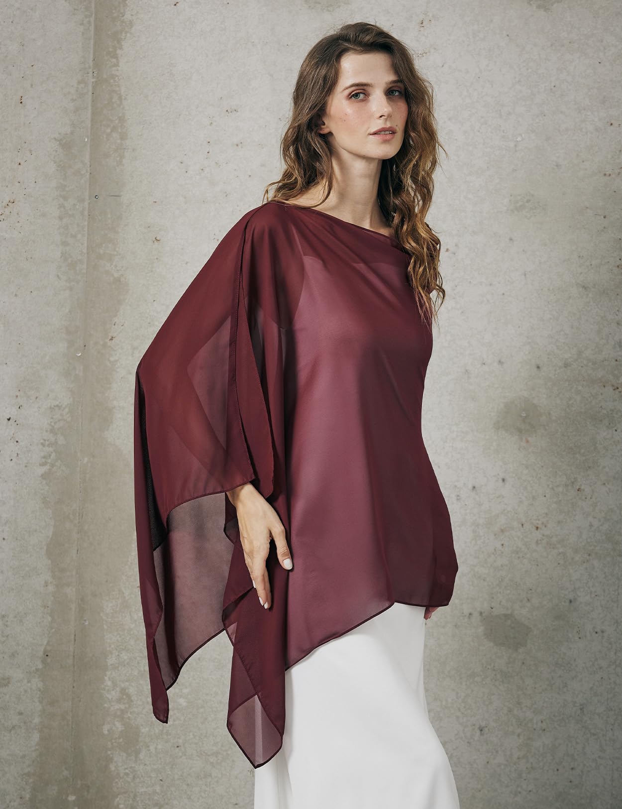 BEAUTELICATE Chal Estola de Gasa Elegante para Mujer Chifón Capa Poncho Ligera para Novias Bodas y Vestidos de Noche