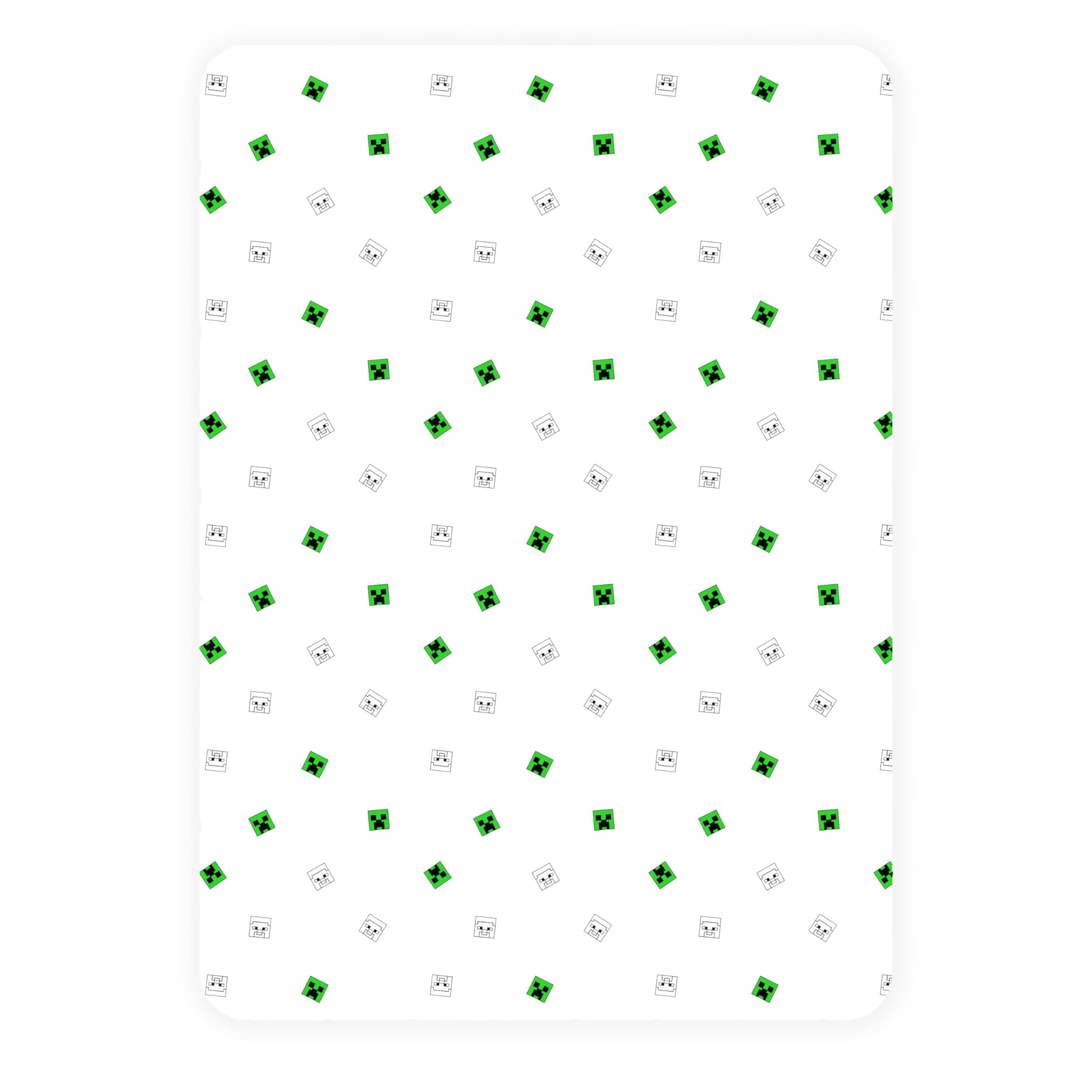 Minecraft Grids Fitted Sheet White Double