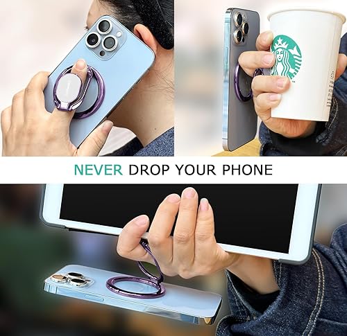 Miniatura 4 de Soporte magnético para anillo de teléfono, doble agarre ajustable para teléfono y soporte compatible con soporte de anillo MagSafe, compatible con