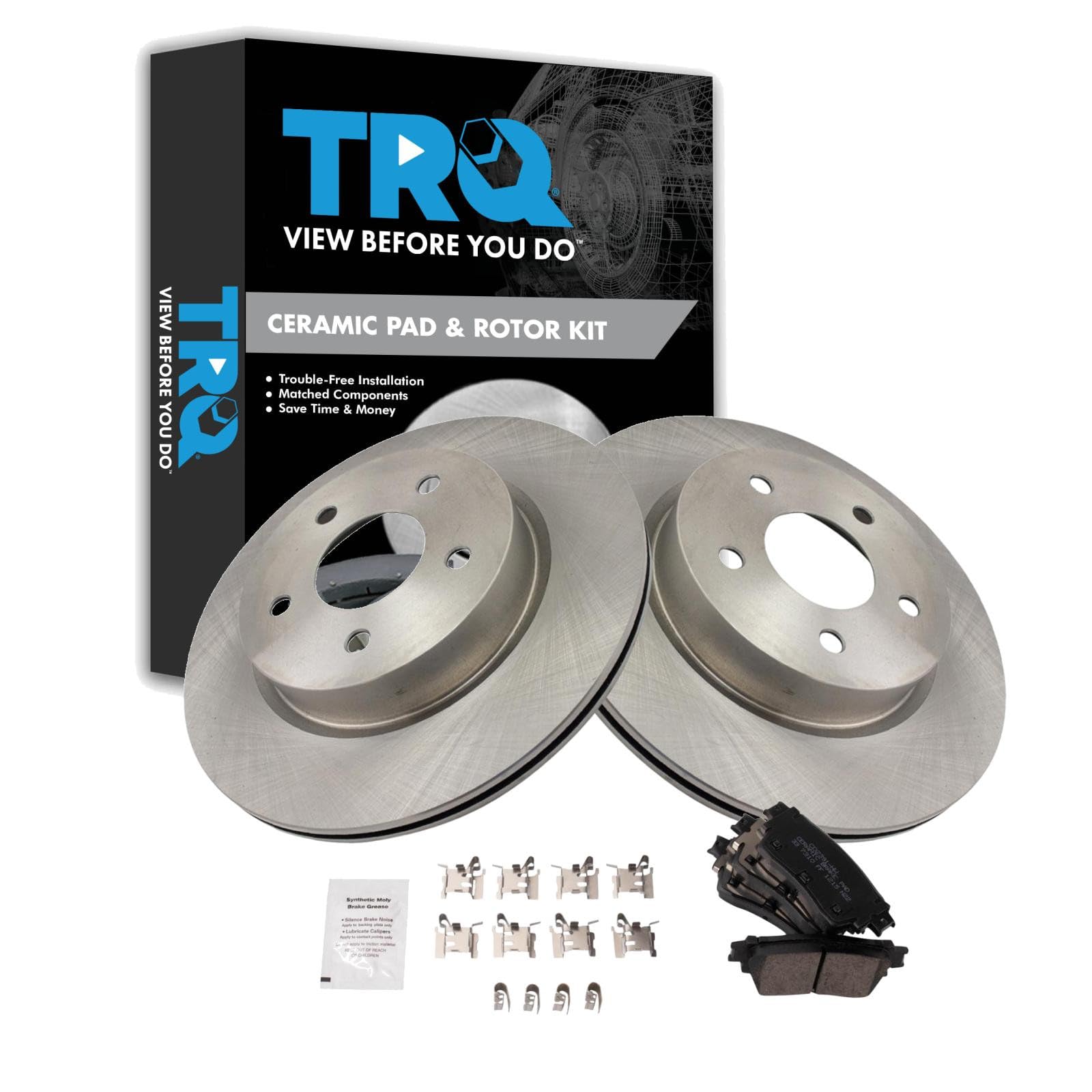 TRQ Rear Brake Pad and Rotor Set Ceramic