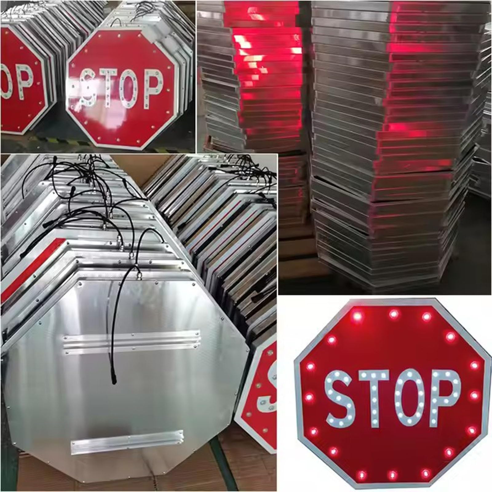 Zasilane energią słoneczną znaki stopu, 24-calowy odblaskowy znak STOP, światło ostrzegawcze ruchu ulicznego