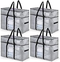 Vista 48 de TAILI - Bolsas de mudanza extra grandes, paquete de 4 bolsas negras resistentes para almacenamiento con ventana visible, asas envolventes