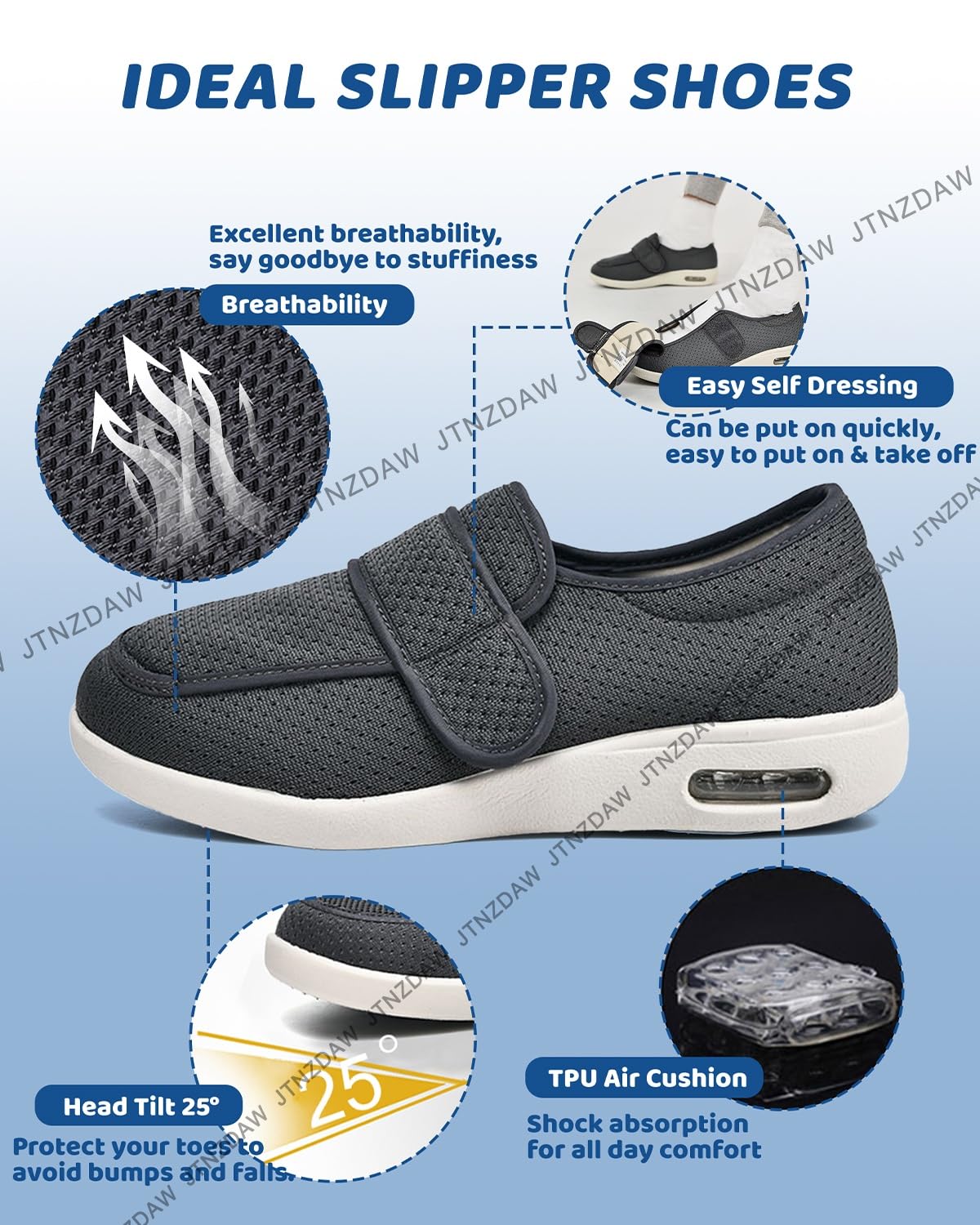Scarpe per Diabetici Uomo Estive piedi gonfi memory foam uomo Sanitarie Comode Anziani Piedi Gonfi