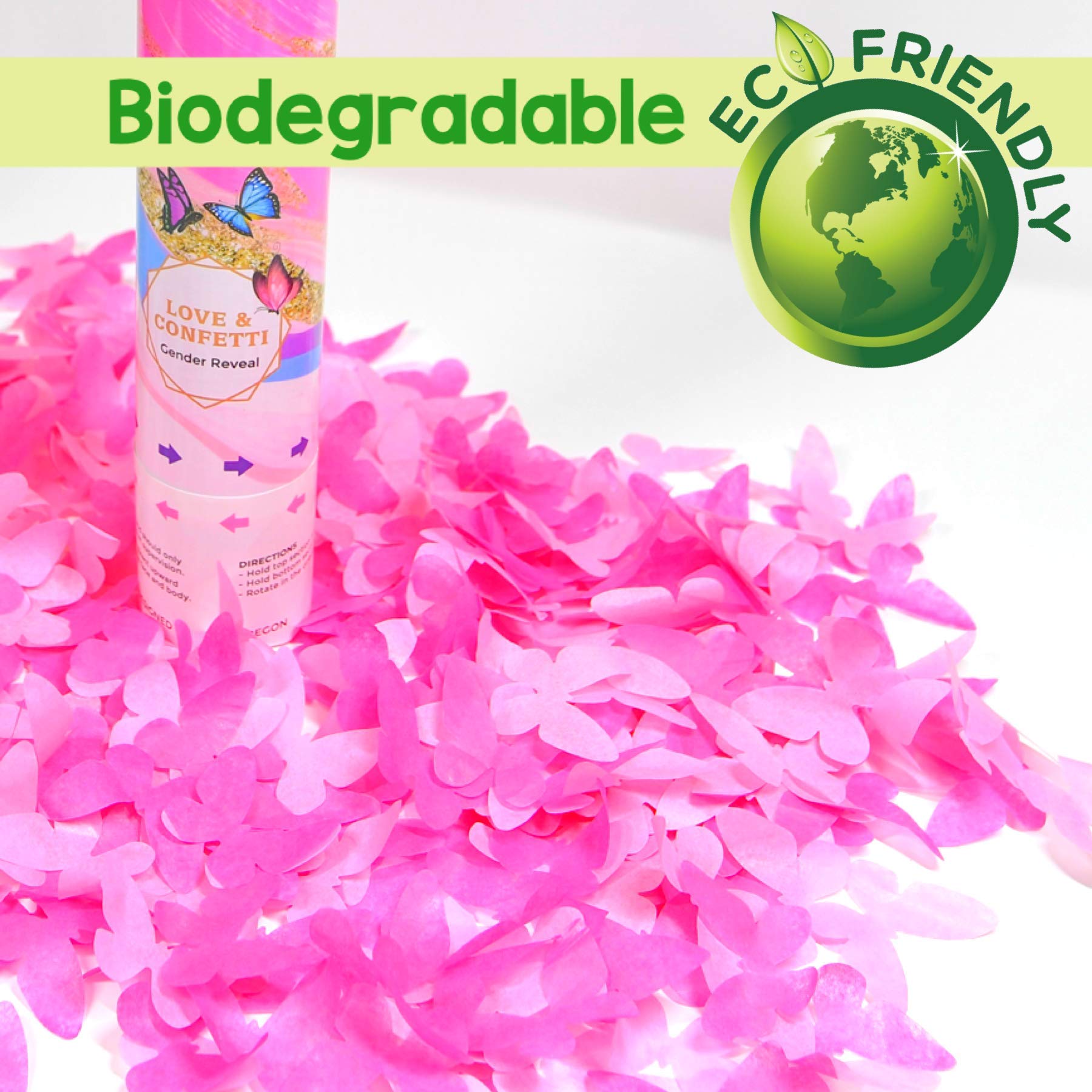 LOVE and CONFETTI Gender Reveal Confetti Poppers Biodegradable