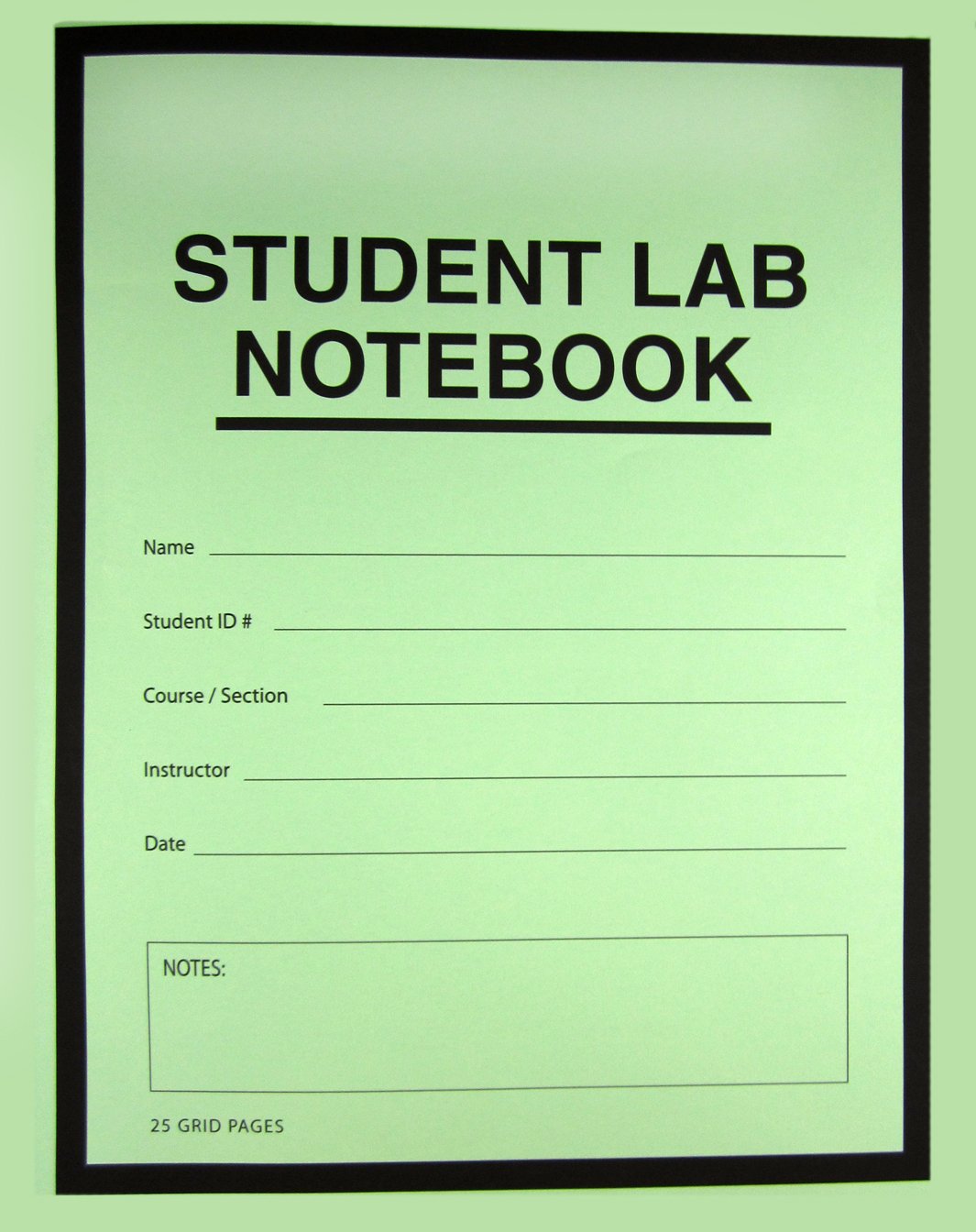 BookFactory Student Lab Notebook (Scientific Grid Format) 8.5'' x 11'' - 25 Pages (10 Pack) Saddle-Stitched - Green Cover (Made in USA)