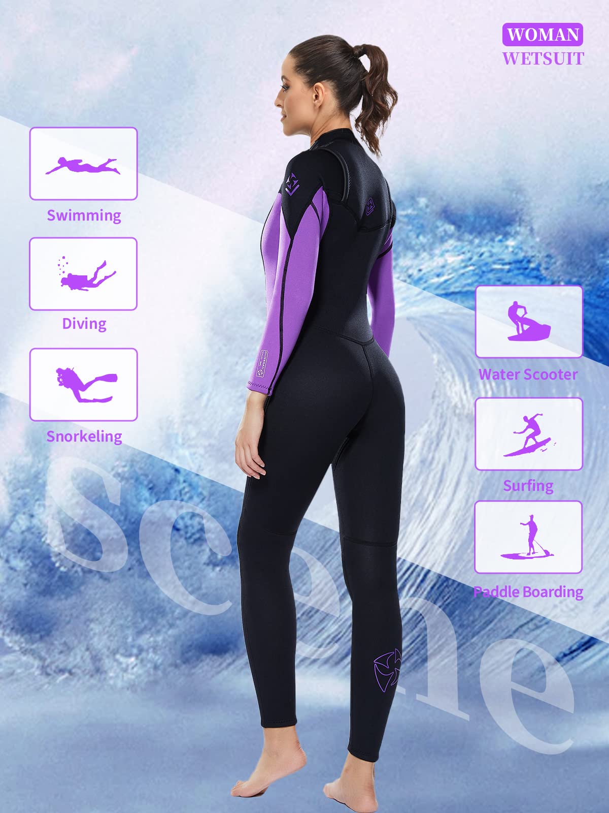 Muta Neoprene Donna Owntop 3mm - Cerniera Pettorale Per Surf, Sub, Snorkeling - Foto 13