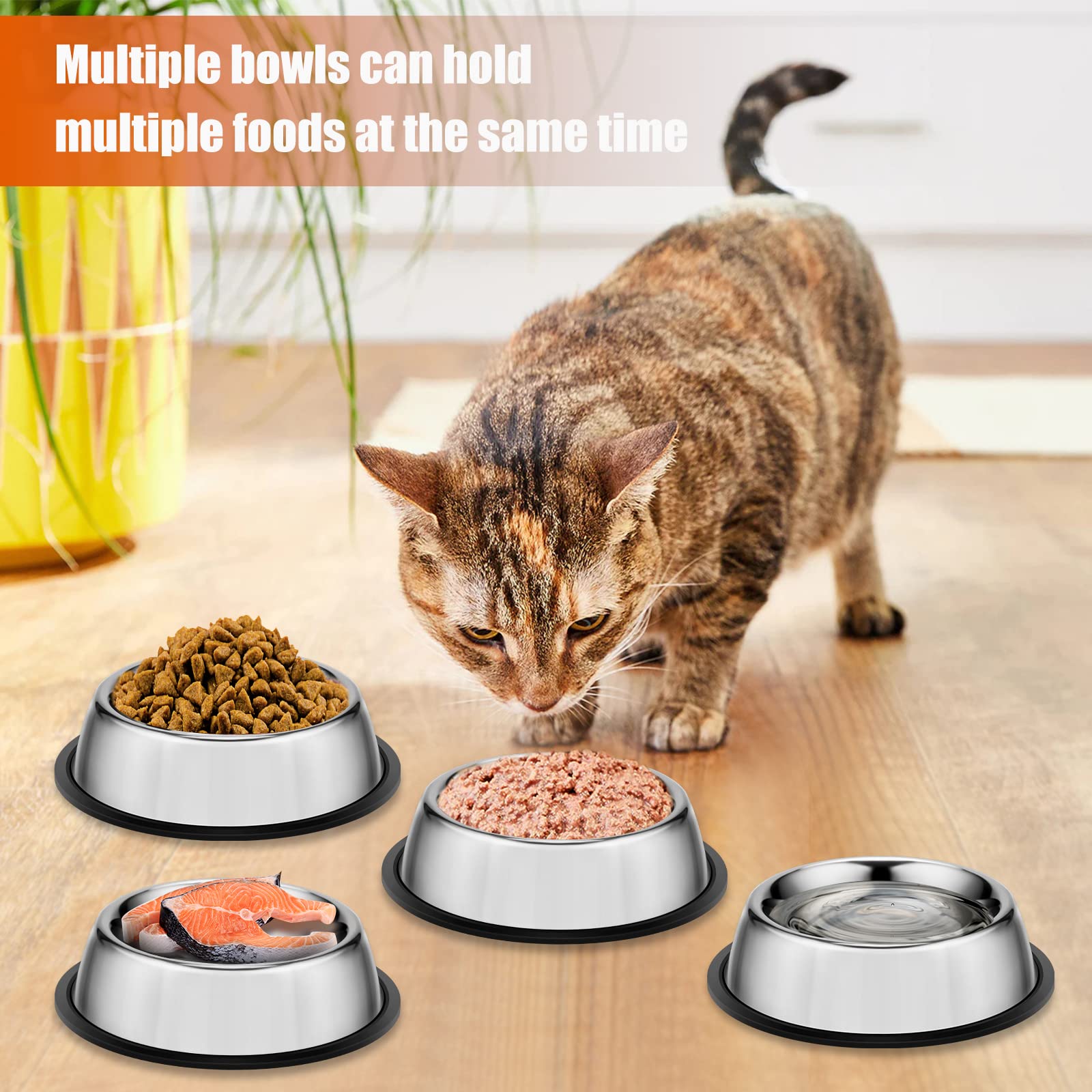 Set 4 Ciotole In Acciaio Per Gatti + Giocattolo - Antiscivolo E Facili Da Pulire - Foto 4