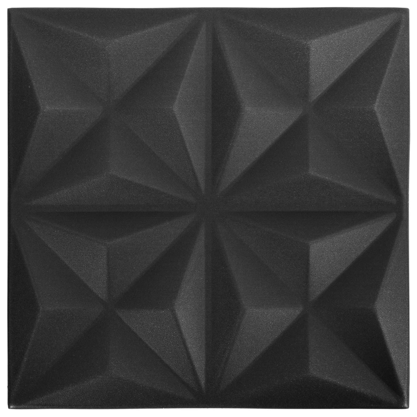 Panele ścienne 24 sztuki origami czarne 50 x 50 cm pianka XPS | Lekki materiał, "zrób to sam", do sypialni i salonu, łatwy w pielęgnacji suchą szmatką