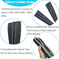 Vista 4 de Juego de 12 correas de lijado de carburo de silicio de 2 x 42 pulgadas, 400, 600, 800, 1000 granos, papel de lija de alto rendimiento para afilar