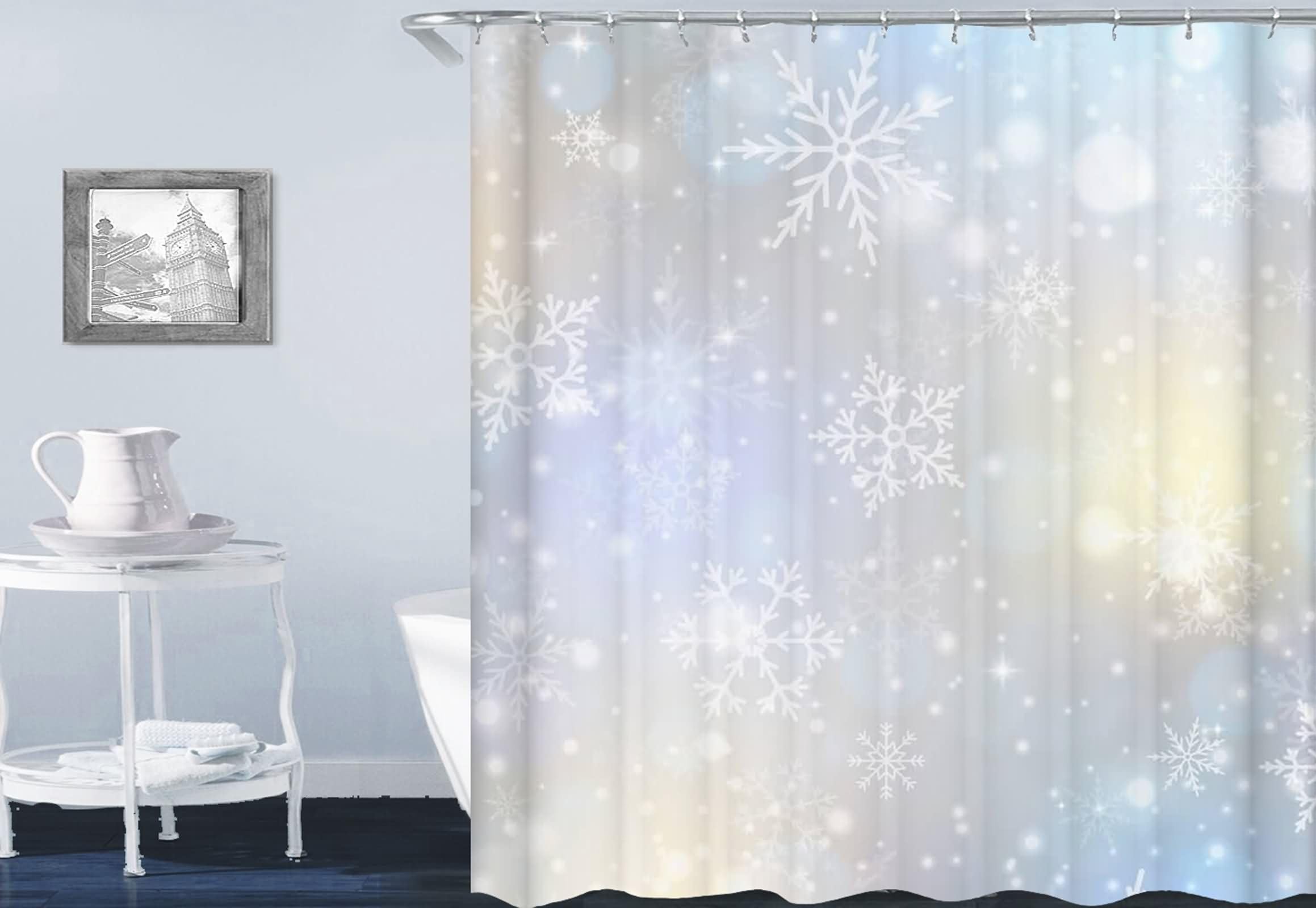 Tenda da doccia natalizia con fiocco di neve, 182 x 183 cm