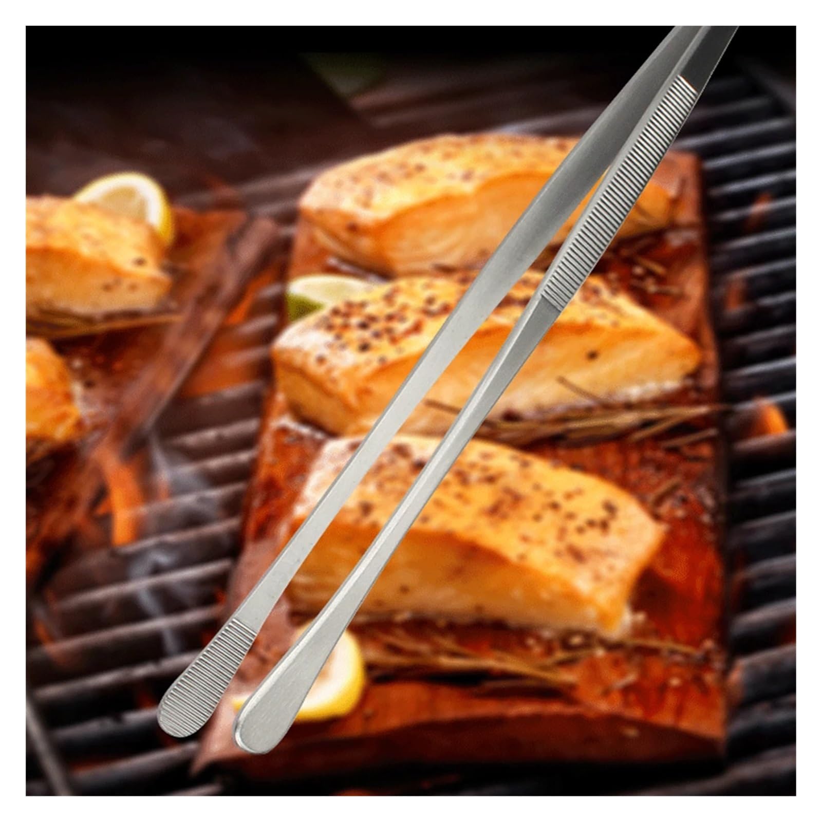 Szczypce do grilla, BBQ 30cm Szczypce do grilla ze stali nierdzewnej Szczypce do żywności Klips do żywności Narzędzie do grillowania Akcesoria do grilla Okrągłe/ostre szczypce do gotowania Akcesoria(R