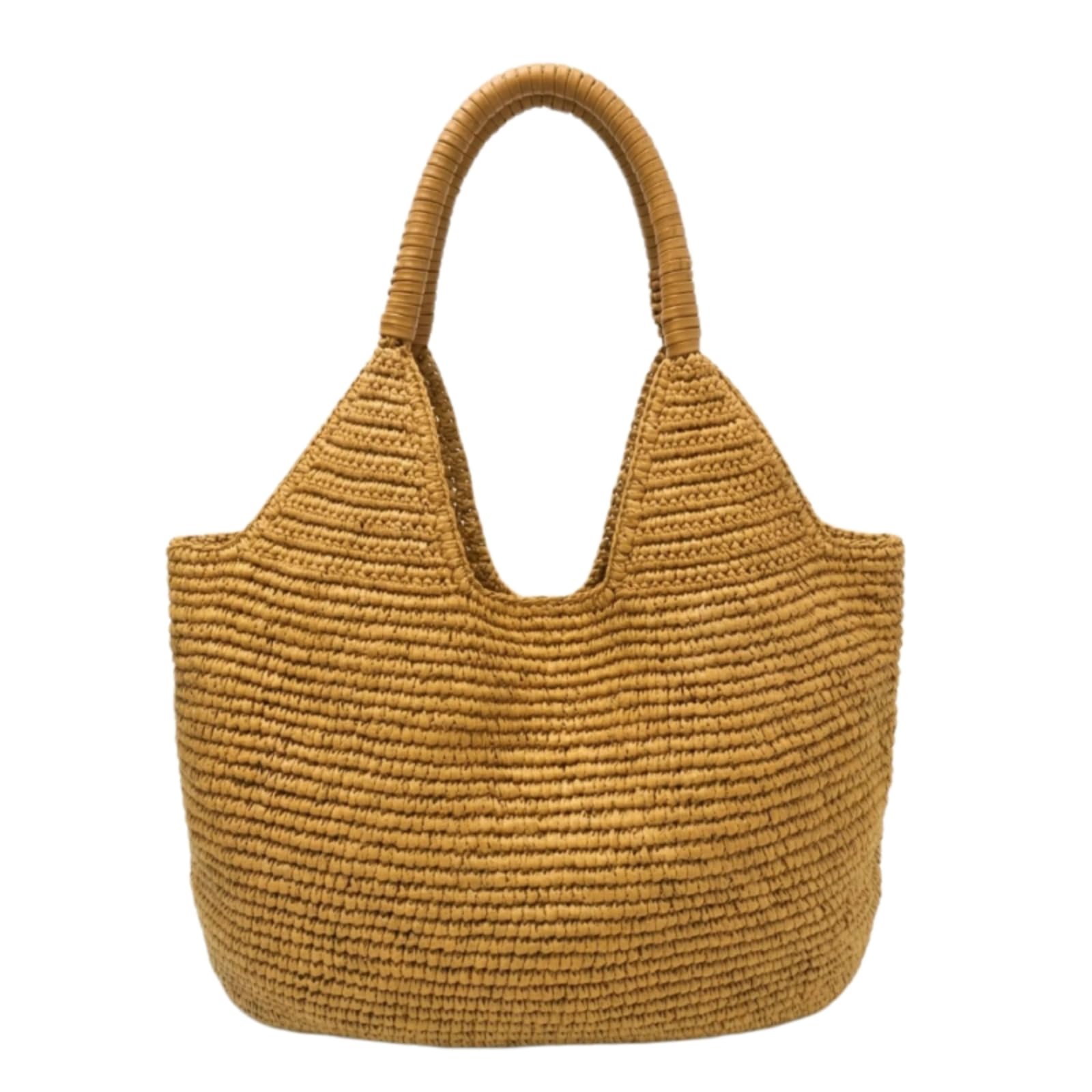 Bolso Hombro Paja Negro Mano De Ganchillo Gran Capacidad Verano Playa Vacaciones Comprador-Black