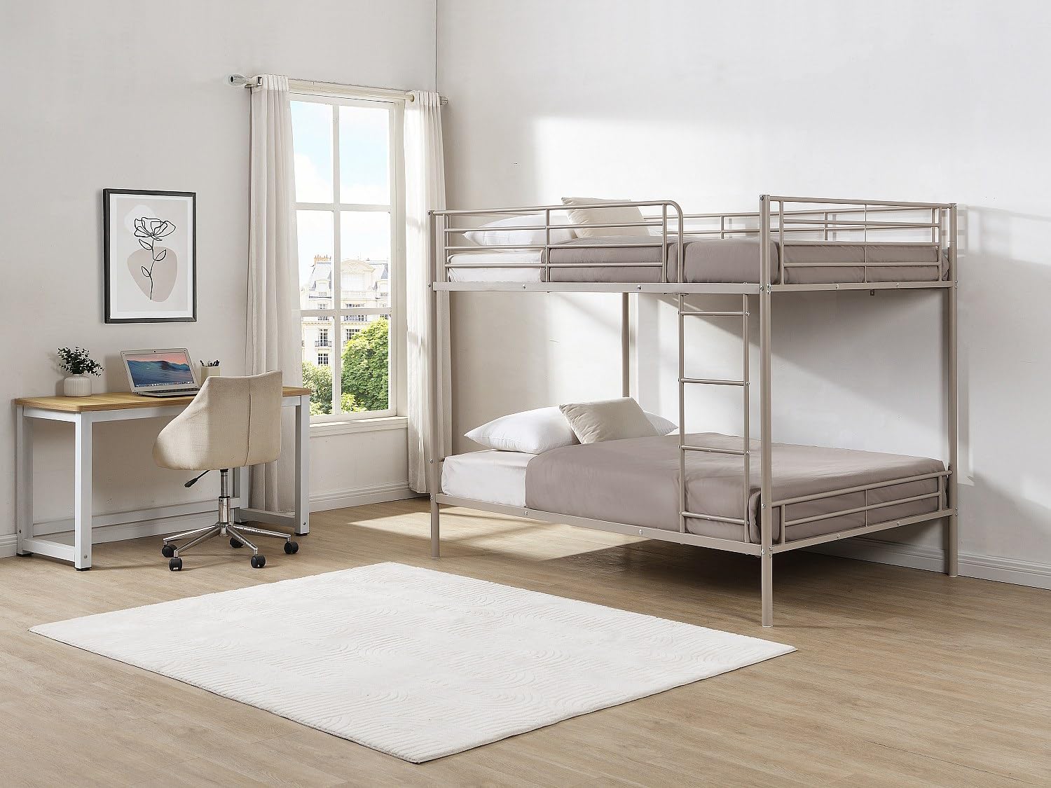 Vente-unique - Lits superposés - 2 x 120 x 190 cm - Beige - DUOTIS II