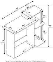 Vista 9 de Furinno - Escritorio compacto para computadora con estantes, Tablero de partículas, Marrón oscuro
