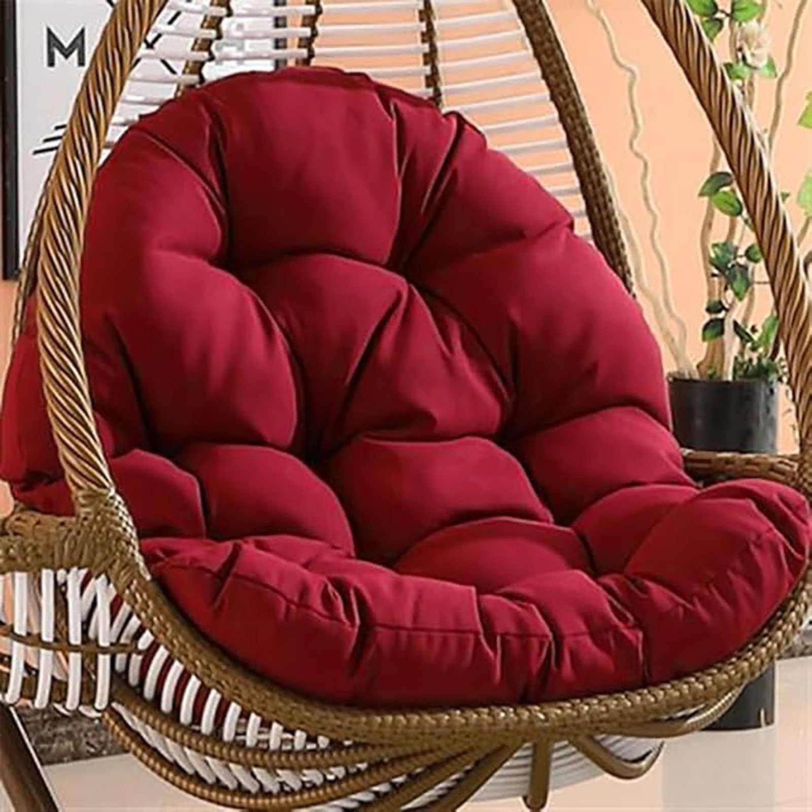 Hanging Chair Cushion Seat Pad, Replacement Cushion for Garden Hanging Swing Outdoor Washable Rocking Chair Seat for Hanging Basket Hammock Chair Basket Back Cushion,Wine red — image 1