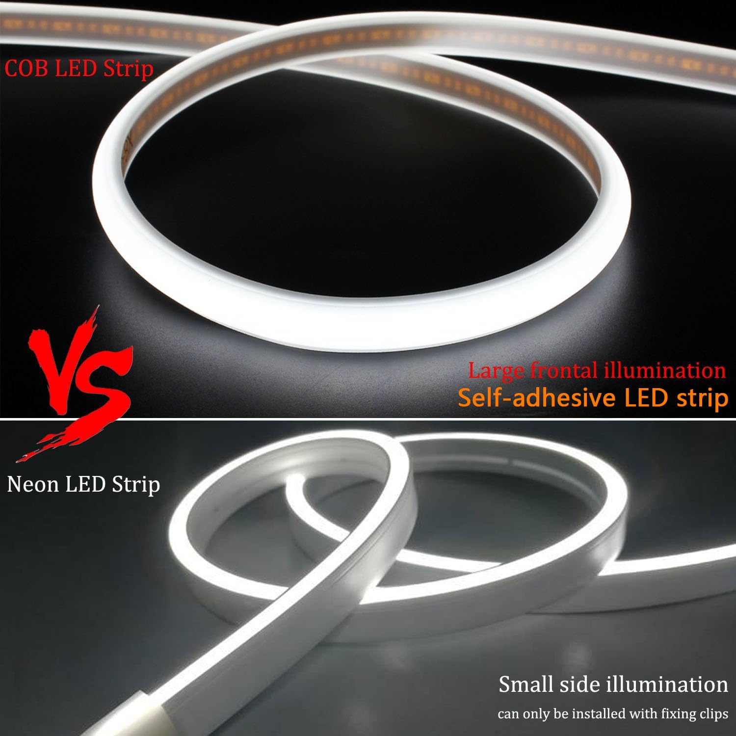 Striscia LED COB 10 m, 230 V, collegamento diretto a LED, impermeabile, autoadesiva, per esterni, flessibile, 6000 K, bianco freddo, per interni ed esterni, illuminazione