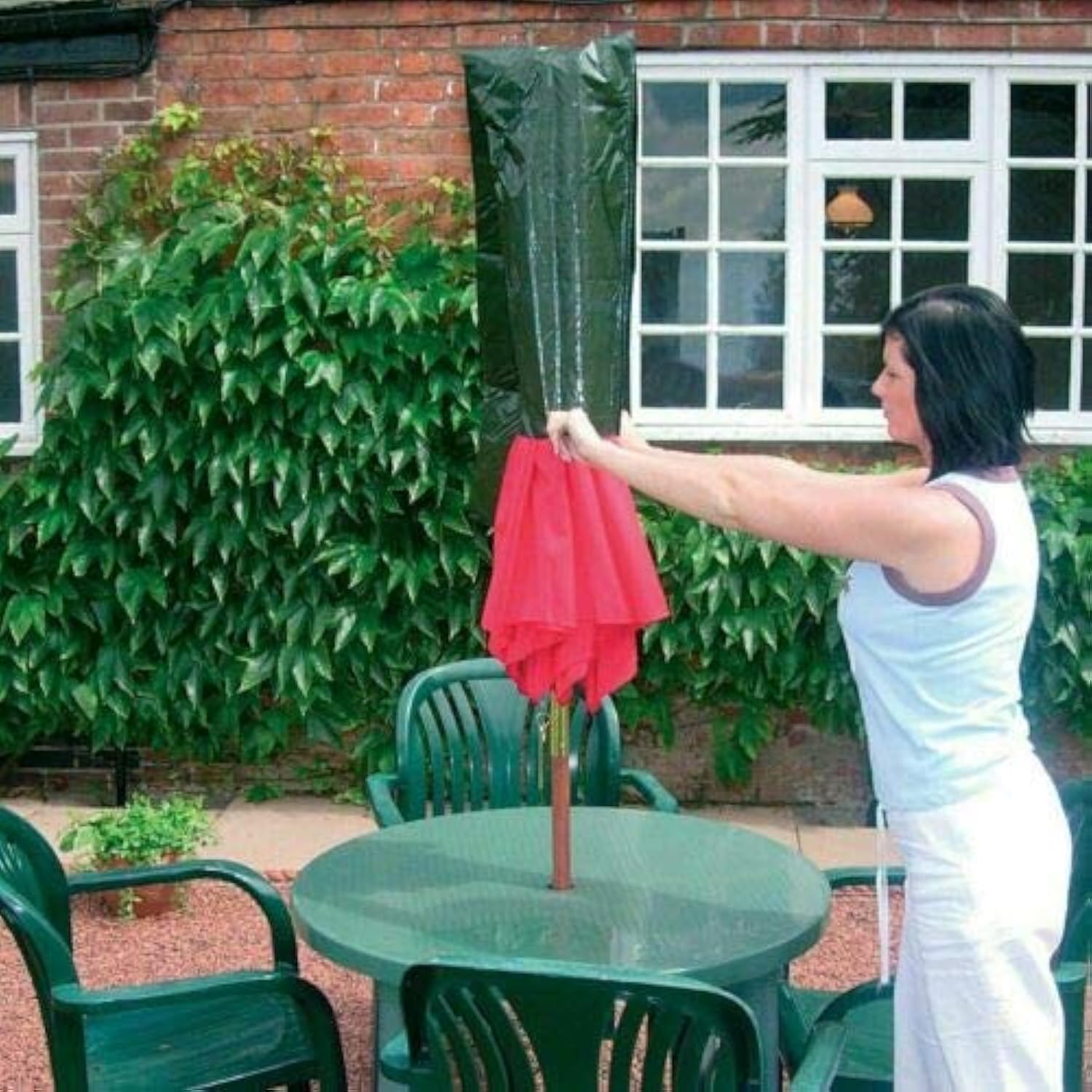 Citystores Green Citystores® Kf Heavy Duty Rotary Airer Parasol Cover Washing Line Cover Waterproof Weatherproof Garden Protection For Airers Parasols Clothes Line Uv Resistant Durable Fabric Design Outdoor Use
