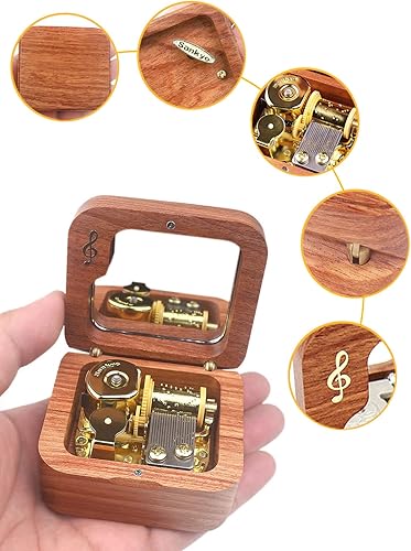 Miniatura 2 de Tonari No Totoro - Caja de música vintage para regalo de cumpleaños, día de San Valentín, Navidad (caja de palisandro con notas musicales)