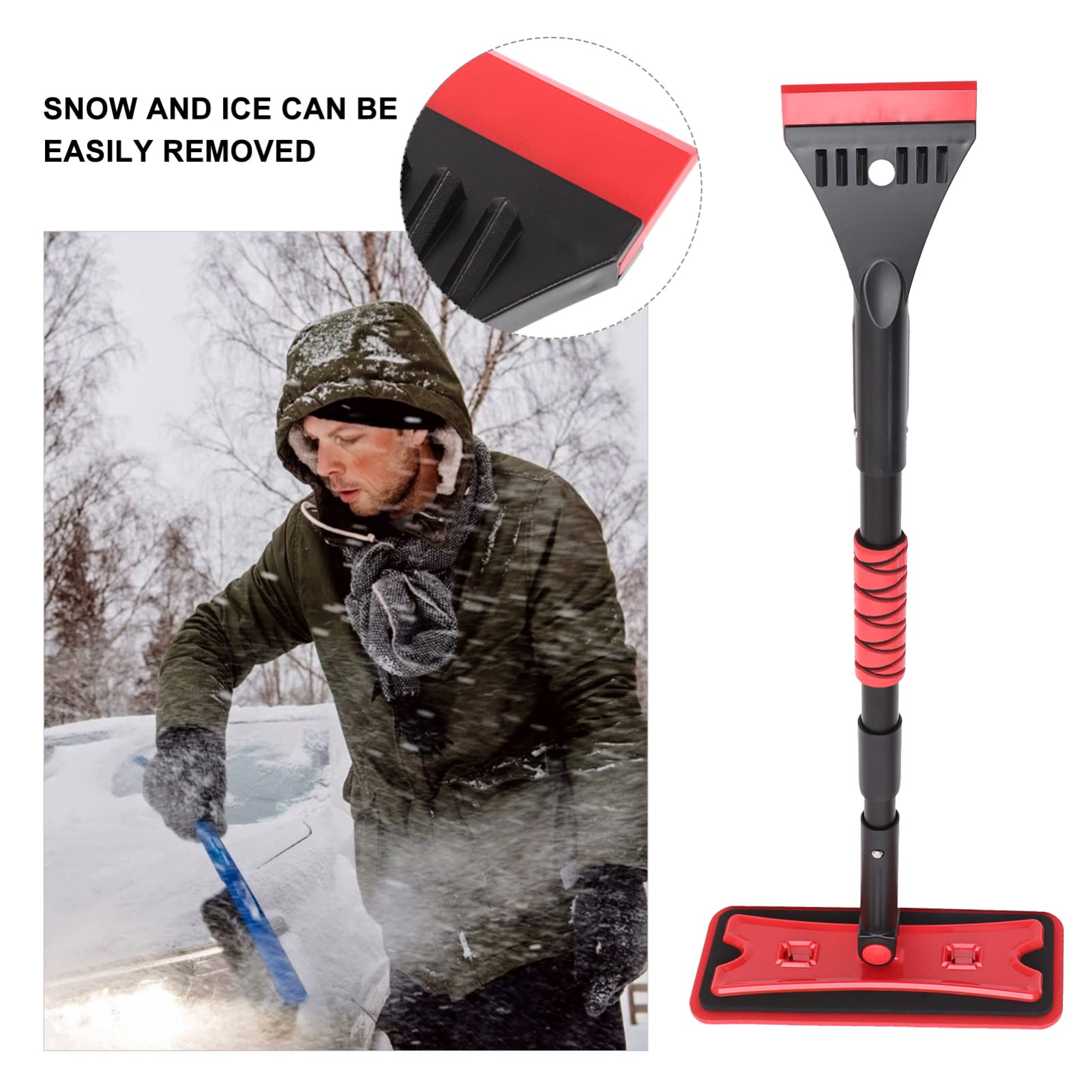 Angoily Eva Sponge - Pala da Neve per Auto Raschiaghiaccio per Parabrezza Spazzola con 7 Angoli di Cambio Facile da Usare