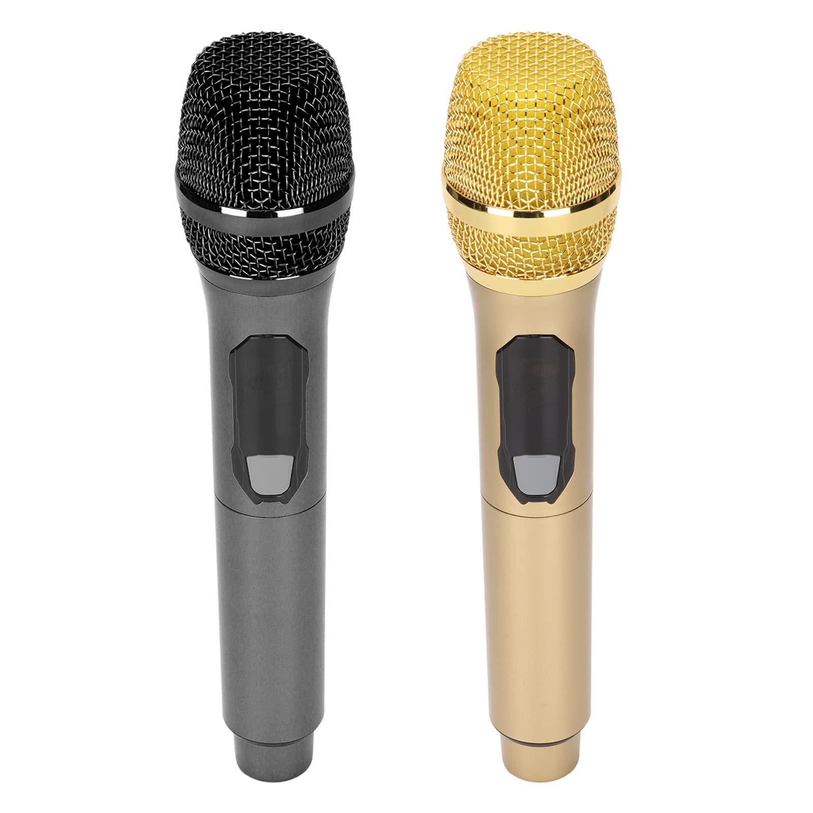Microfono Wireless, Microfono Wireless Palmare Microfono Wireless da 6,35 Mm/3,5 Mm con Schermo a LED per Conferenza Domestica All'aperto(d'oro)