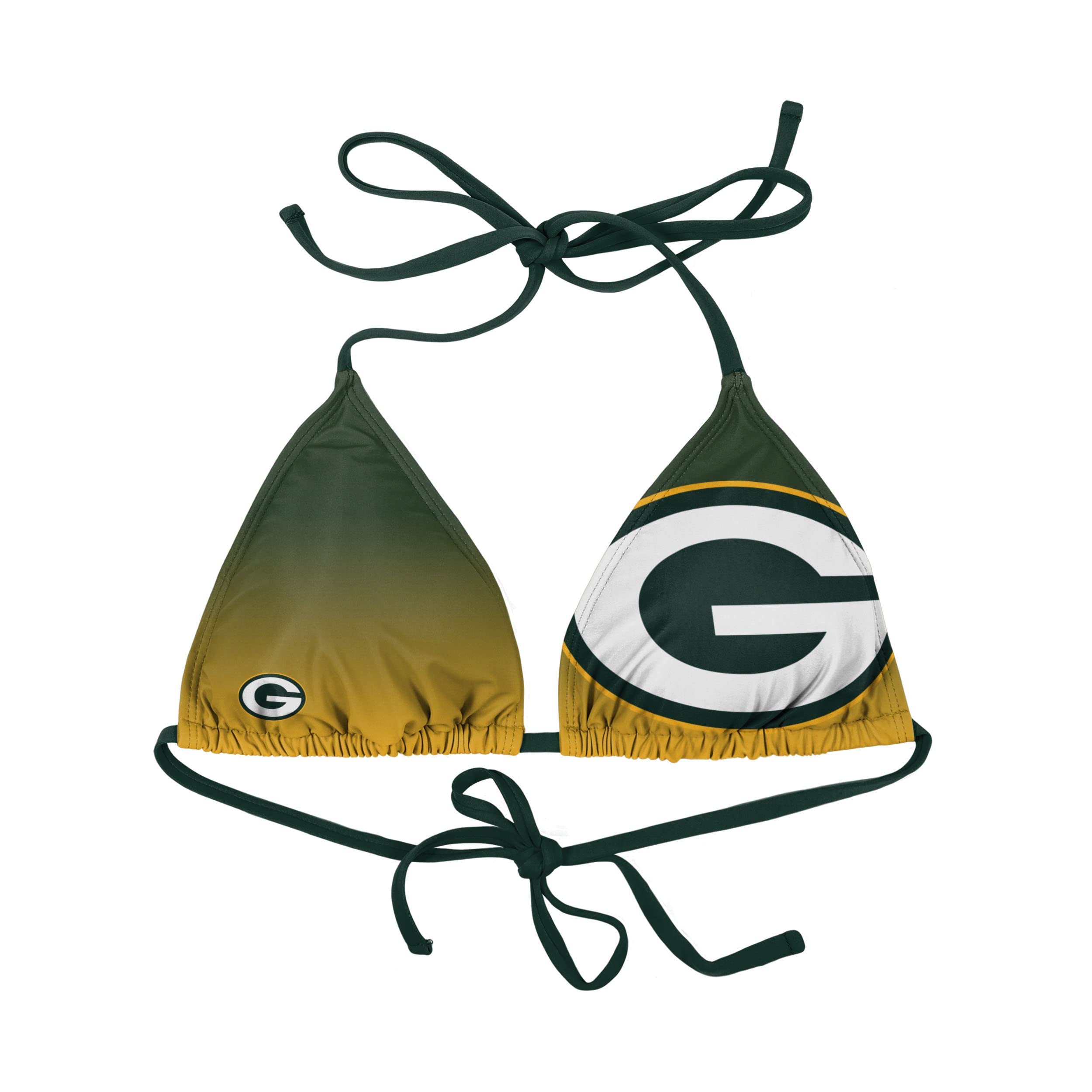 FOCO Women's NFL Team Ladies Bathing Swim Wear Suit, Gradient Big Logo-Bikini Top, X-Large