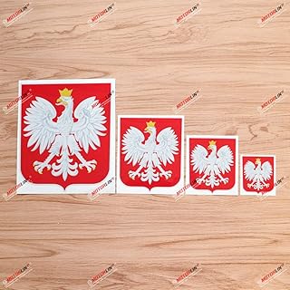 Polish Coat of Arms Polska Poland Eagle Vinyl Decal Sticker - 4 Pack Reflective, 2 Inches, 3 Inches, 4 Inches, 6 Inches - for Car Boat Laptop Cup Phone