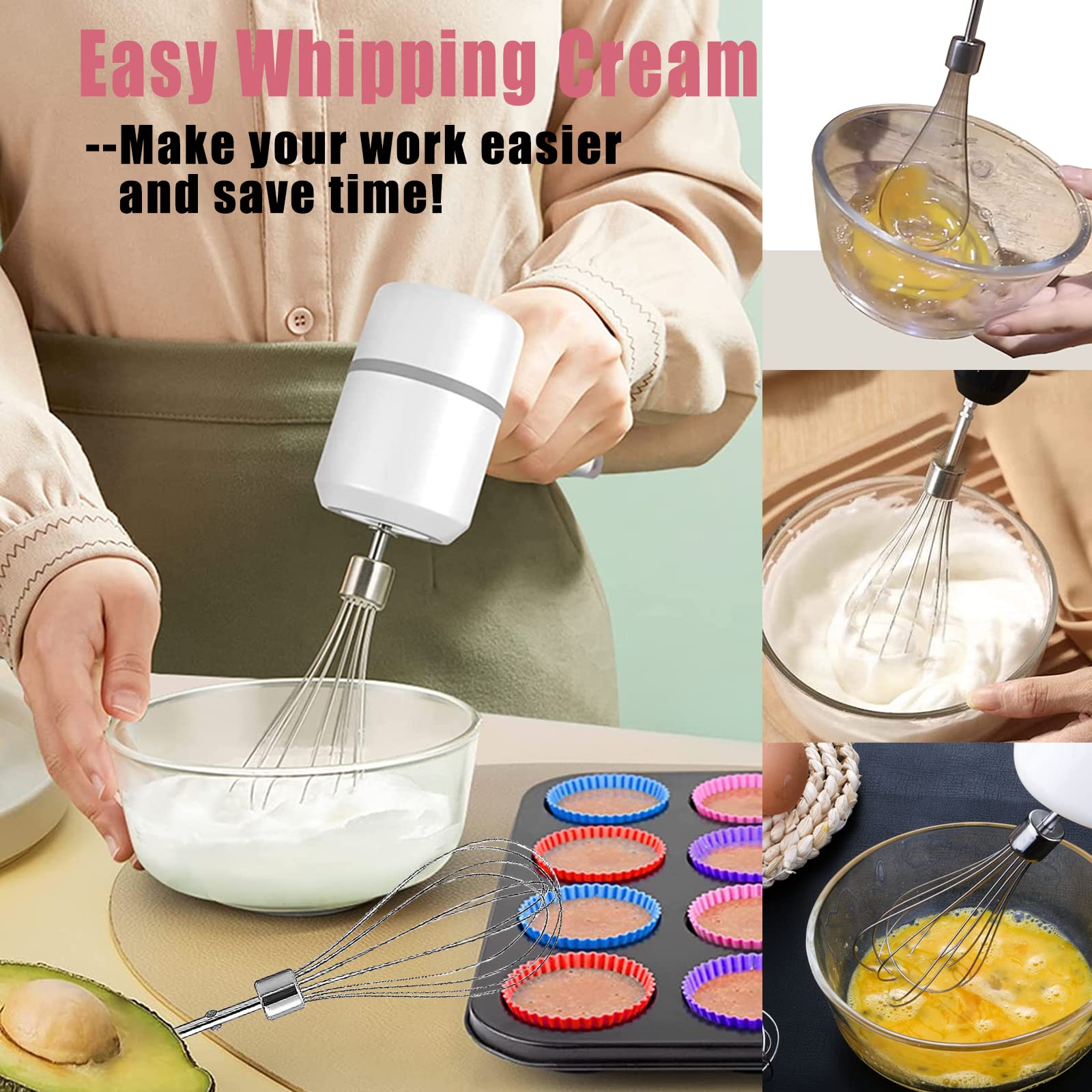 Set Accessori Frusta Elettrica Qazuwa | 3 Pezzi In Acciaio Inox | Per Sbattere Uova E Impastare | Compatibile Con La Maggior Parte Dei Frullatori