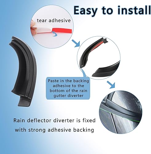Miniatura 3 de 2 extensiones de canaleta de lluvia, [recientemente actualizadas] desviador de lluvia para techo de automóvil compatible con Jeep Wrangler JLU JL y