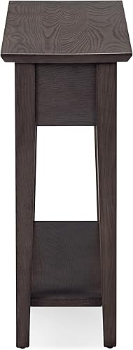 Miniatura 51 de Haven Ridge - Mesa auxiliar estrecha, mesa auxiliar de madera maciza con cajón y estante, color blanco granja, perfecta para salas de estar, blanco