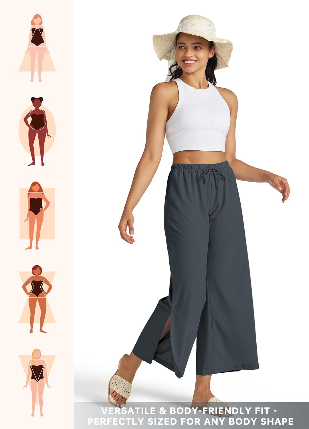 Willit Women's Wide Leg Pants UPF 50+ Swim Beach Pants Lightweight Travel Pants Quick Dry Sun Protective
