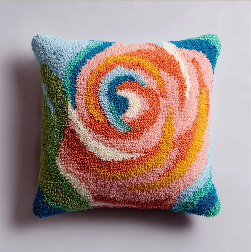 kitphoenix Latch Hook Kits DIY Throw Pillow Cover Abstract Rose